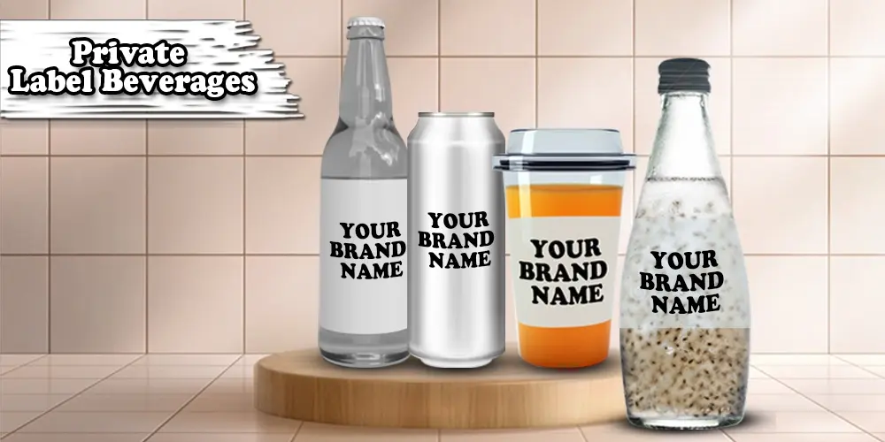 Private Label Beverages mockup showcasing customizable drink options for brand differentiation.